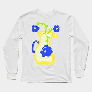 BLUE FLOWERS IN YELLOW JAR Long Sleeve T-Shirt